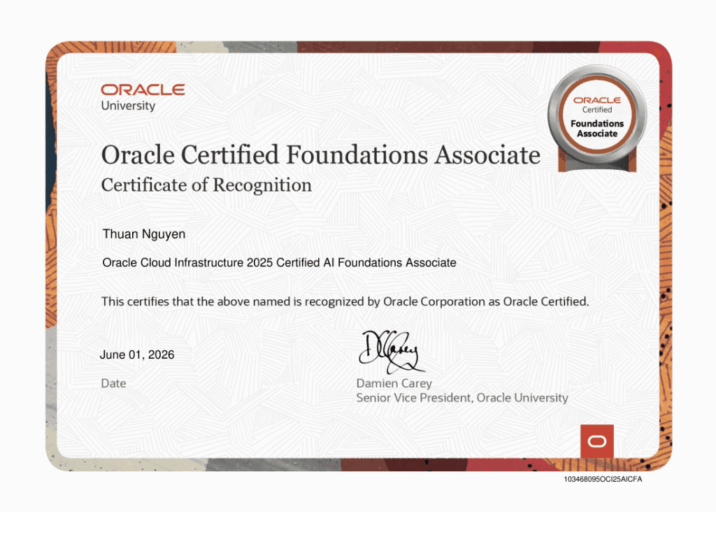 Oracle Cloud Infrastructure 2025 Certified AI Foundations Associate